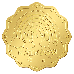 Selbstklebende Aufkleber mit Goldfolienprägung, Medaillendekoration Aufkleber, Regenbogenmuster, 5x5 cm