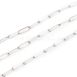 304 Stainless Steel Paperclip Chains, Drawn Elongated Cable Chains, Soldered, with Spool, Stainless Steel Color,10x3.5x0.8mm, about 32.8 Feet(10m)/roll
