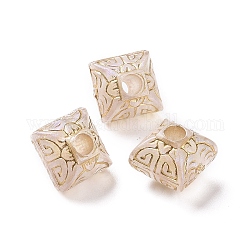 Plating Transparent Acrylic Beads, Golden Metal Enlaced, Lantern, Clear, 12.5x12.5x11mm, Hole: 3.8mm, 469pcs/500g