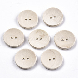 Botones de madera natural, 2 agujero, botón de madera sin terminar, redondo cóncavo, PapayaWhip, 25x4.5mm, agujero: 2.5 mm