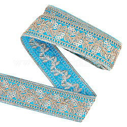 FINGERINSPIRE 5 Yard 1.6 inch Royal Blue Bohemian Embroidery Floral Ribbon Polyester Lace Trim Wire and Sequins Flower Pattern Woven Trim Ethnic Style Jacquard Ribbon for Clothing Decor