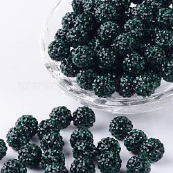 Polymer Ton Strass Perlen, Klasse A, Runde, pp 15, Smaragd, 10 mm, Bohrung: 1.8~2 mm, 6 Reihe Strass, pp15 (2.1~2.2 mm)