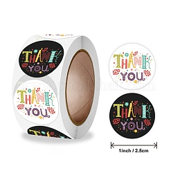 Wort Danke selbstklebende Papieraufkleber, runde aufkleber etiketten, Geschenkanhänger-Aufkleber, Mischfarbe, 2.5x0.1 cm, 500 stück/rolle