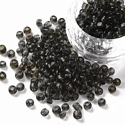Perles de rocaille en verre, transparent , ronde, grises , 6/0, 4mm, Trou: 1.5mm, environ 4500 perles / livre