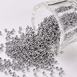 11/0 Grade A Dyed Glass Seed Beads, Round, Light Grey, 2.3x1.5mm, Hole: 1mm, about 5300pcs/50g