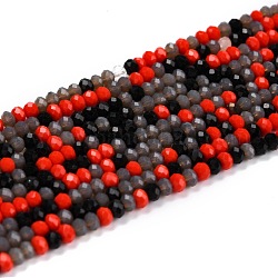 Glass Beads Strands, Faceted, Rondelle, Red, 3x2.5mm, Hole: 0.7mm, about 176pcs/strand, 16.54''(42cm)