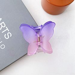 Schmetterlings-Haarklammer aus mattiertem, transparentem Harz, Haarspange mit Farbverlauf für Mädchen und Frauen, Flieder, 70x70 mm
