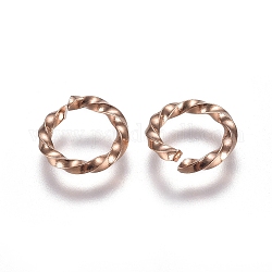 304 кольца прыжок из нержавеющей стали, открытые кольца прыжок, скрученный, розовое золото , 8x1.2 мм, Внутренний диаметр: 5.5 мм