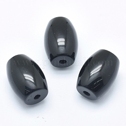 Natürliche Obsidian Perlen, halb gebohrt (Löcher auf beiden Seiten), Fass, 24.5~25x18 mm, Bohrung: 2.5~3 mm