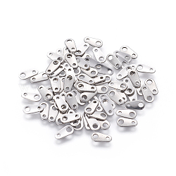 Cadena de 201 piezas de acero inoxidable, conectores de extensor de cadena, color acero inoxidable, 8x4x0.7mm, agujero: 1mm y 2 mm