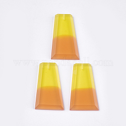 Abalorios de resina, dos tonos, medio-perforado, facetados, trapezoide, amarillo, 37~37.5x21x5mm, medio agujero: 1.2 mm