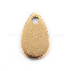 Ion Plating(IP) Stainless Steel Charms, teardrop, Stamping Blank Tag, Golden, 10x6x0.6mm, Hole: 1.2mm
