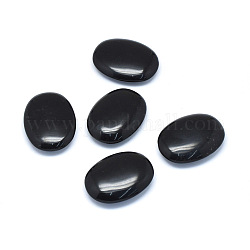 Pierre de palmier ovale en obsidienne naturelle, pierre de poche de guérison reiki pour la thérapie de soulagement du stress anxieux, 44~45x33~34x9~12mm