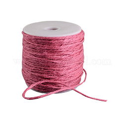 Cordón de yute de color, cuerda de yute, hilo de yute, 3 capa, para la fabricación de la joya, piel roja, 2mm, alrededor de 109.36 yarda (100 m) / rollo