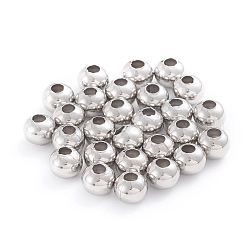Perles en 304 acier inoxydable, rond et creux, couleur inoxydable, 6x5mm, Trou: 2.2mm, 200 pcs /sachet 