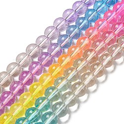 Fili di perle di quarzo sintetico tinti e riscaldati, perline rotonde di colore sfumato, colore misto, 8mm, Foro: 1 mm, circa 55~56pcs/filo, 15.55''~15.75'' (39.5~40 cm)