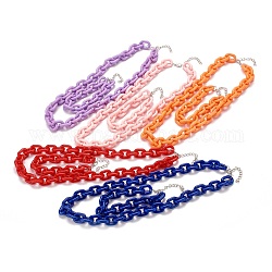 Kits de bijoux, y compris les colliers et bracelets en acrylique, avec rallonge de chaîne en fer et fermoirs à pince de homard en alliage de zinc, couleur mixte, 52.5 cm, 21 cm, 14mm