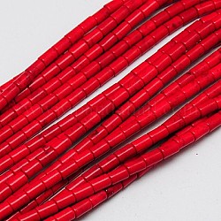 Filo di perline turchesi sintetici, tinto, colonna, rosso, 6x4mm, Foro: 1 mm, circa 64pcs/filo, 15.5 pollice