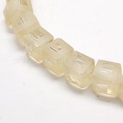 Bereift Kristallglaswürfel Perlen Stränge, facettiert, blanchierte Mandel, 11x11x11 mm, Bohrung: 1 mm, ca. 79 Stk. / Strang, 33 Zoll