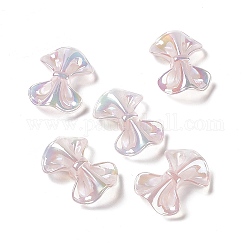 Placage uv perles acryliques irisées arc-en-ciel, bowknot, chardon, 31x23x9.5mm, Trou: 3.5mm