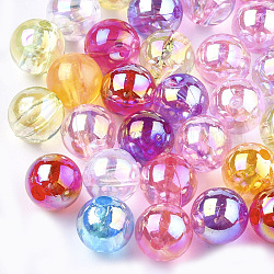 Perles en plastique transparentes, de couleur plaquée ab , ronde, couleur mixte, 10mm, Trou: 1.8mm, 1000 pcs / 500 g