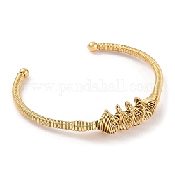Ion Plating(IP) 304 Stainless Steel Wire Wrap Open Cuff Bangle, Golden, Inner Diameter: 2-1/2x1-3/4 inch(6.5x4.3cm)