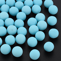 Perles acryliques opaques, mat, sans trou, ronde, lumière bleu ciel, 8mm, environ 1600 pcs/500 g