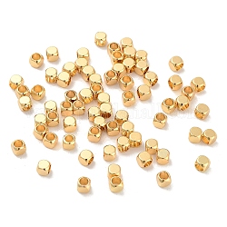 Perles en laiton, Plaqué longue durée, cube, véritable 18k plaqué or, 4x4x4mm, Trou: 2.5mm