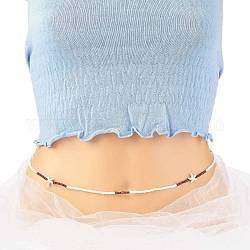 Sommerschmuck Seestern Taillenperle, Körperketten aus Glassamen und synthetischen türkisfarbenen Perlen, Bikini-Schmuck für die Frau, weiß, 31.50 Zoll (80 cm)
