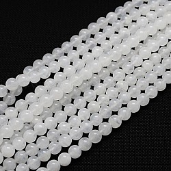 Natural White Moonstone Beads Strands, Round, White, 8mm, Hole: 1mm