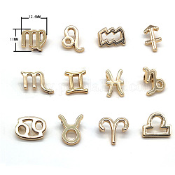 Alloy Charms, 12 Constellations, Light Gold, 11x12.5mm