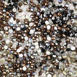 Perles de verre tchèques polies au feu, facette, ananas, couleur mixte, 3x3mm, Trou: 0.8mm, environ 1440 pcs / sachet 