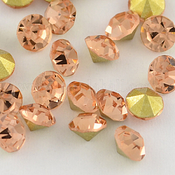 Grade A Glass Pointed Back Chaton Rhinestones, Back Plated, Diamond, Light Peach, 4.0~4.2mm, about 144pcs/gross