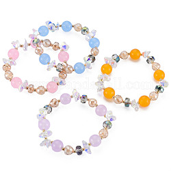 Faceted Glass Beads Stretch Bracelets, Womens Fashion Handmade Jewelry, Mixed Color, Inner Diameter: 1-7/8 inch(4.7cm)