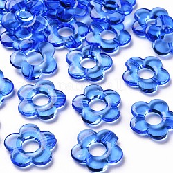 Trasparenti fotogrammi perline acriliche, fiore, blu, 19x20x3.5mm, Foro: 1.6 mm, diametro interno: 6.5mm, circa 632pcs/500g