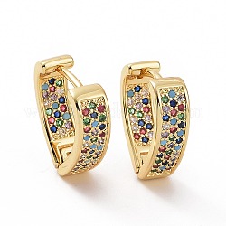 Разноцветные серьги-кольца с кубическим цирконием, латунные украшения для женщин, золотые, 17x17x5 мм, штифты : 1 мм