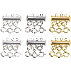PandaHall Elite 6pcs Slide Clasp Lock Necklace Connector, 3 Color Multi Strands Slide Tube Clasps with for Layered Bracelet Necklace Jewelry Making