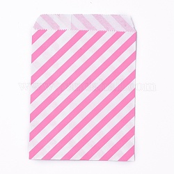 Bolsas de papel kraft, sin asas, Bolsas de almacenamiento de alimentos, patrón de la raya, rosa, 18x13 cm
