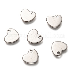 304 Stainless Steel Charms, Laser Cut, Heart, Stainless Steel Color, 9x10x0.8mm, Hole: 1.5mm