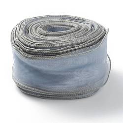 Nastro di organza, nastro di chiffon trasparente cablato, per il confezionamento di pacchi, accessori per clip con fiocco per capelli, azzurro, 2-1/8 pollice (55 mm), circa 37.18~38.28 iarde (34~35 m)/borsa