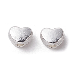 Perline di distanzaitore in lega, placcato di lunga durata, cuore, argento, 3x4x3mm, Foro: 1.2 mm