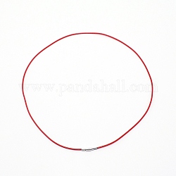 Fabrication de colliers de cordes cirées en polyester, avec 304 fermoirs à baïonnette en acier inoxydable, couleur inoxydable, rouge, 61x0.2 cm