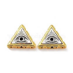 Messing Perlen, Dreieck mit Auge, antikem Silber & golden, 13.5x10.5x4 mm, Bohrung: 1.2 mm