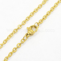 Унисекс случайный стиль 304 цепочка из нержавеющей стали ожерелья, с карабин-лобстерами , золотые, 23.7 дюйм (60.2 см)