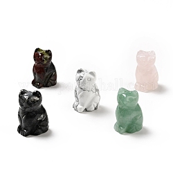 Decoraciones de exhibición de escultura de piedras preciosas naturales, para el escritorio de la oficina en casa, gato, 38.5~40x25~28x18~19mm