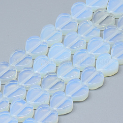 Chapelets de perles d'opalite, cœur, 10x10x5mm, Trou: 1.5mm, Environ 40 pcs/chapelet, 14.5 pouce