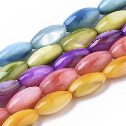 Shell perle naturali di acqua dolce, tintura, riso, colore misto, 11x5mm, Foro: 0.8 mm, circa 32 pcs/filo, 13.98 pollice (35.5 cm)