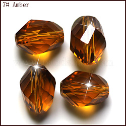 Perles d'imitation cristal autrichien, grade AAA, facette, Toupie, verge d'or, 8x10.5mm, Trou: 0.9~1mm