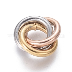 Revestimiento iónico (ip) 304 anillos de unión de acero inoxidable, anillo de enclavamiento, para el collar, multicolor, 16x15x3.5mm, anillo: 12x2.3 mm, diámetro interior: 8 mm