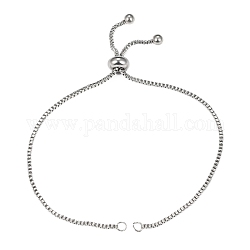 Fabrication de bracelets réglables 304 curseur en acier inoxydable, bracelets bolo, avec perles en 202 acier inoxydable, couleur inoxydable, longueur de la chaîne simple: environ 12cm
